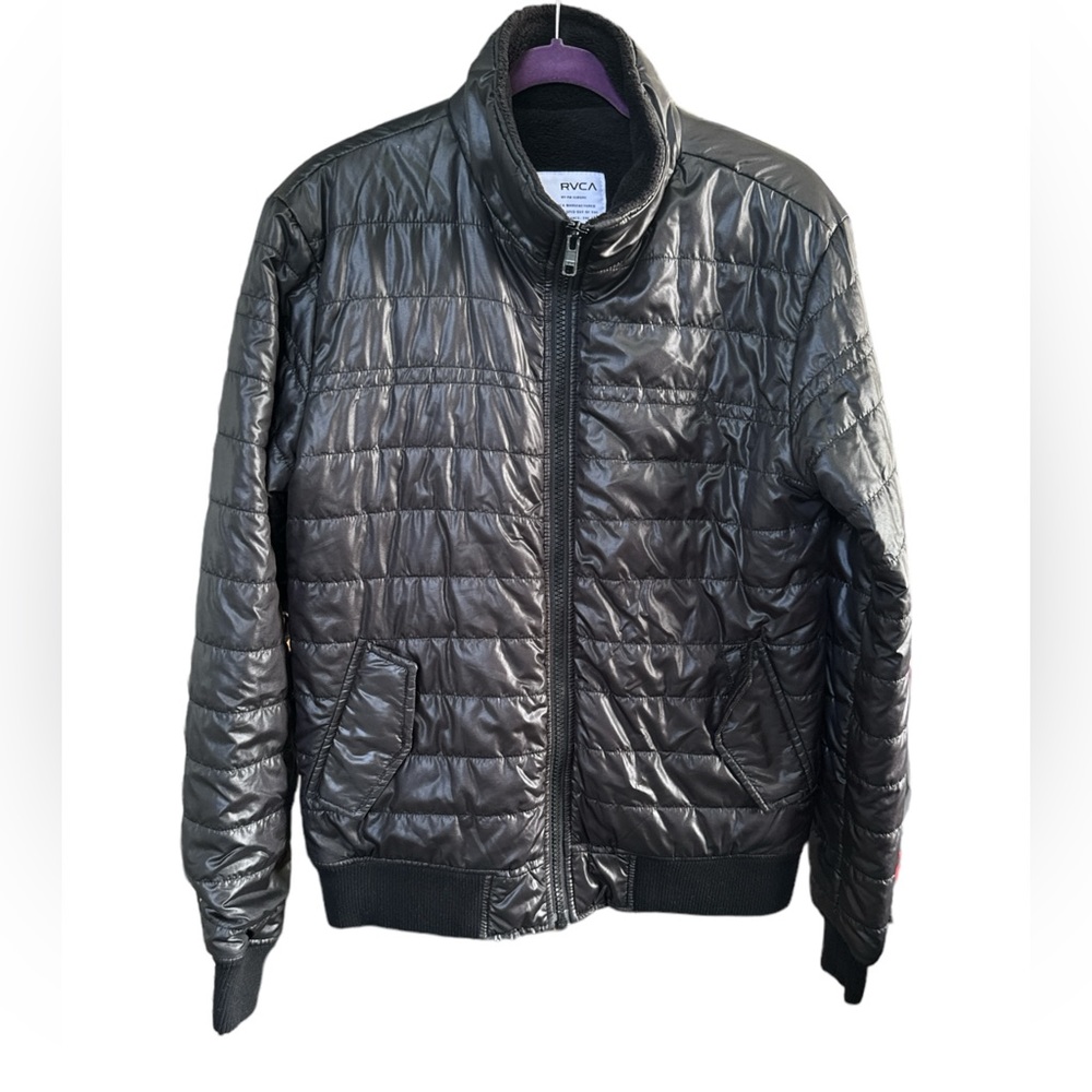 RVCA Kids XL Lined Full Zip Black Puffer Jacket